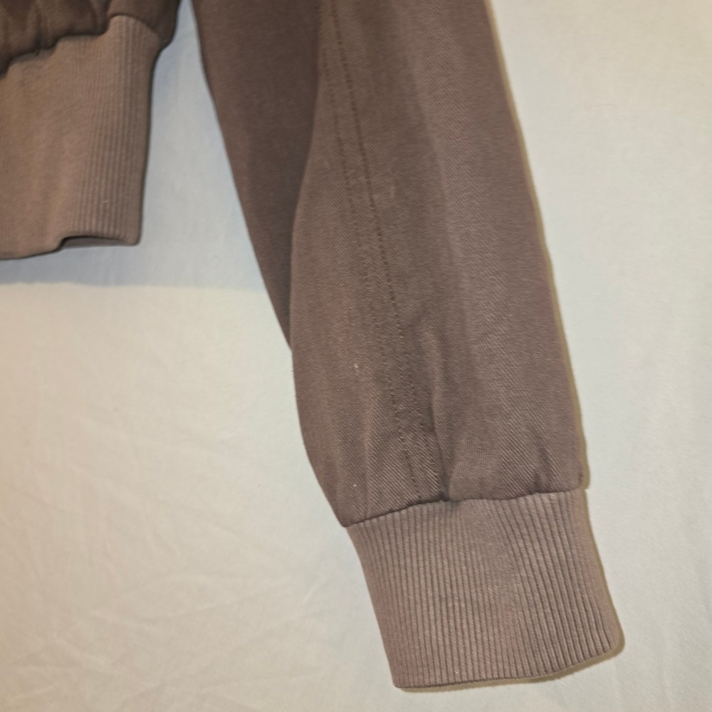 H&M Divided Bomber Jacket XS Women Brown Cropped Cotton Twill Streetwear Zip - Picture 2 of 10